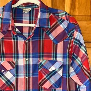 Saddlebrook Red and Blue Plaid Pearl Snap Shirt